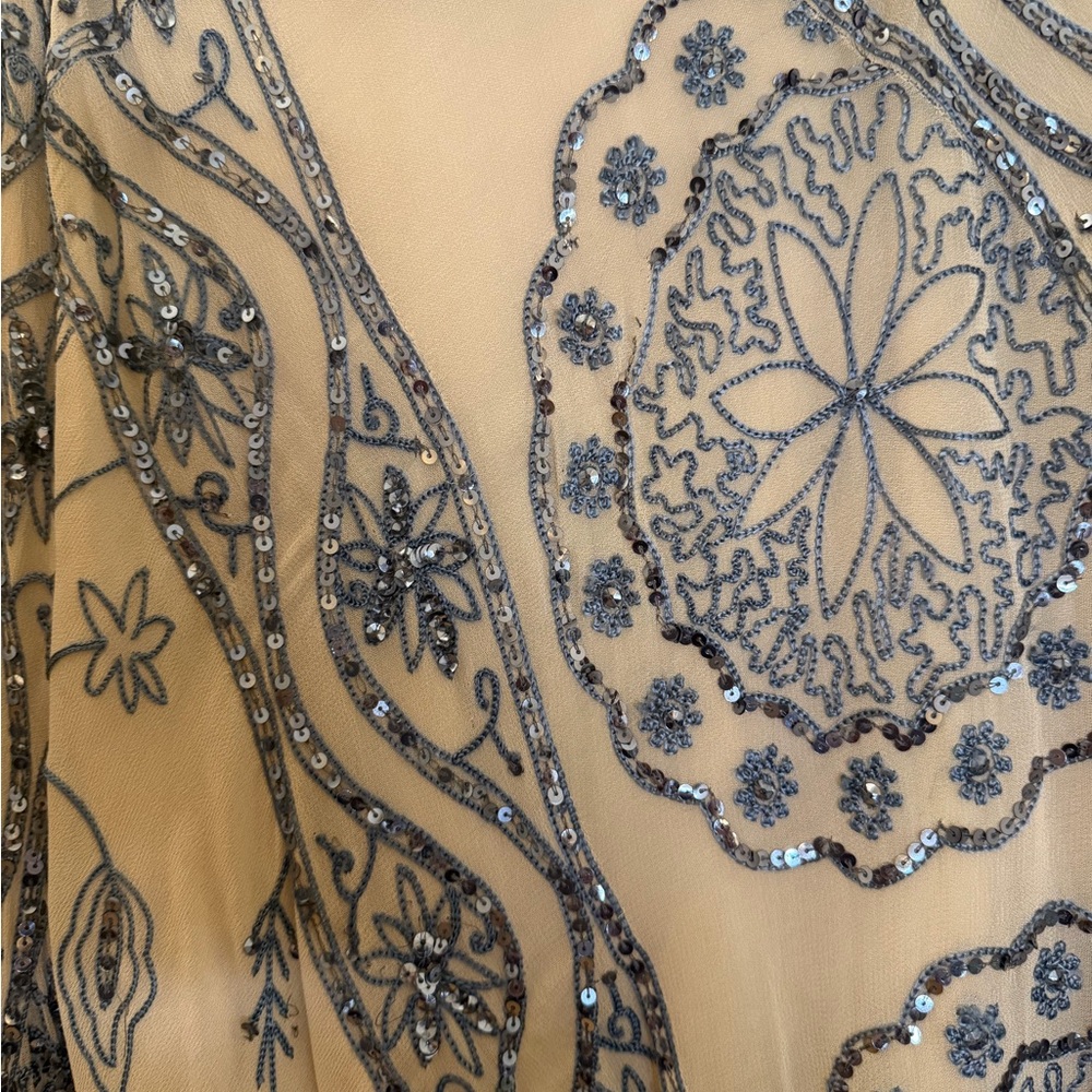 Free People Nude Dress with Navy Beaded Embroidery - Picture 2 of 9